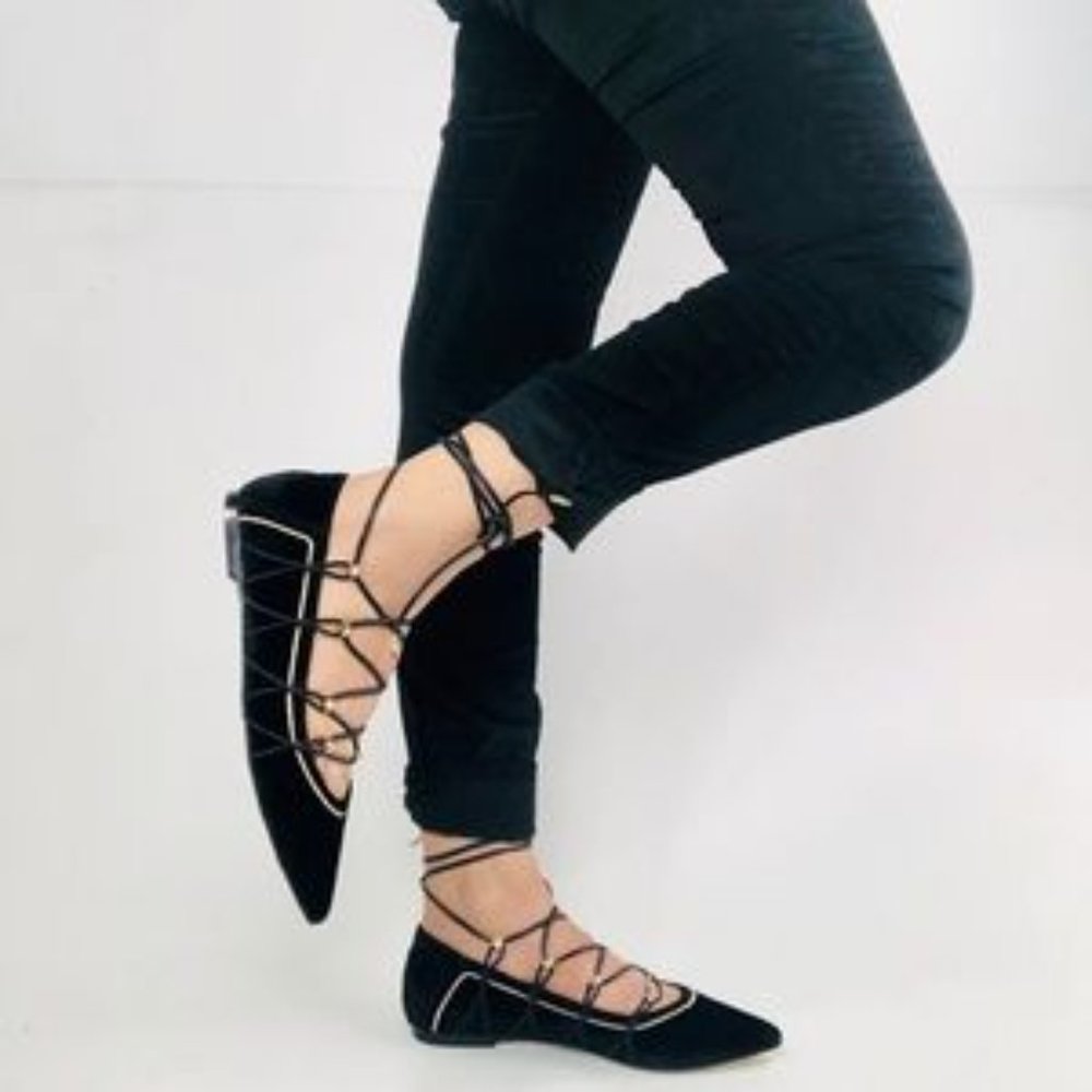 SAM EDELMAN VELVET LACE UP ROCKWELL FLAT